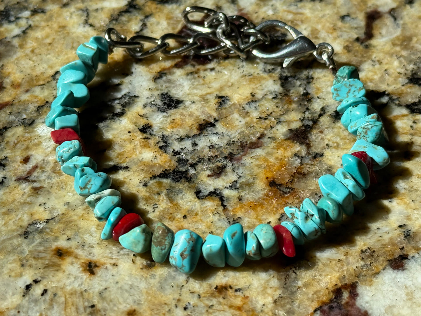 Turquoise & Coral Crystal Collar