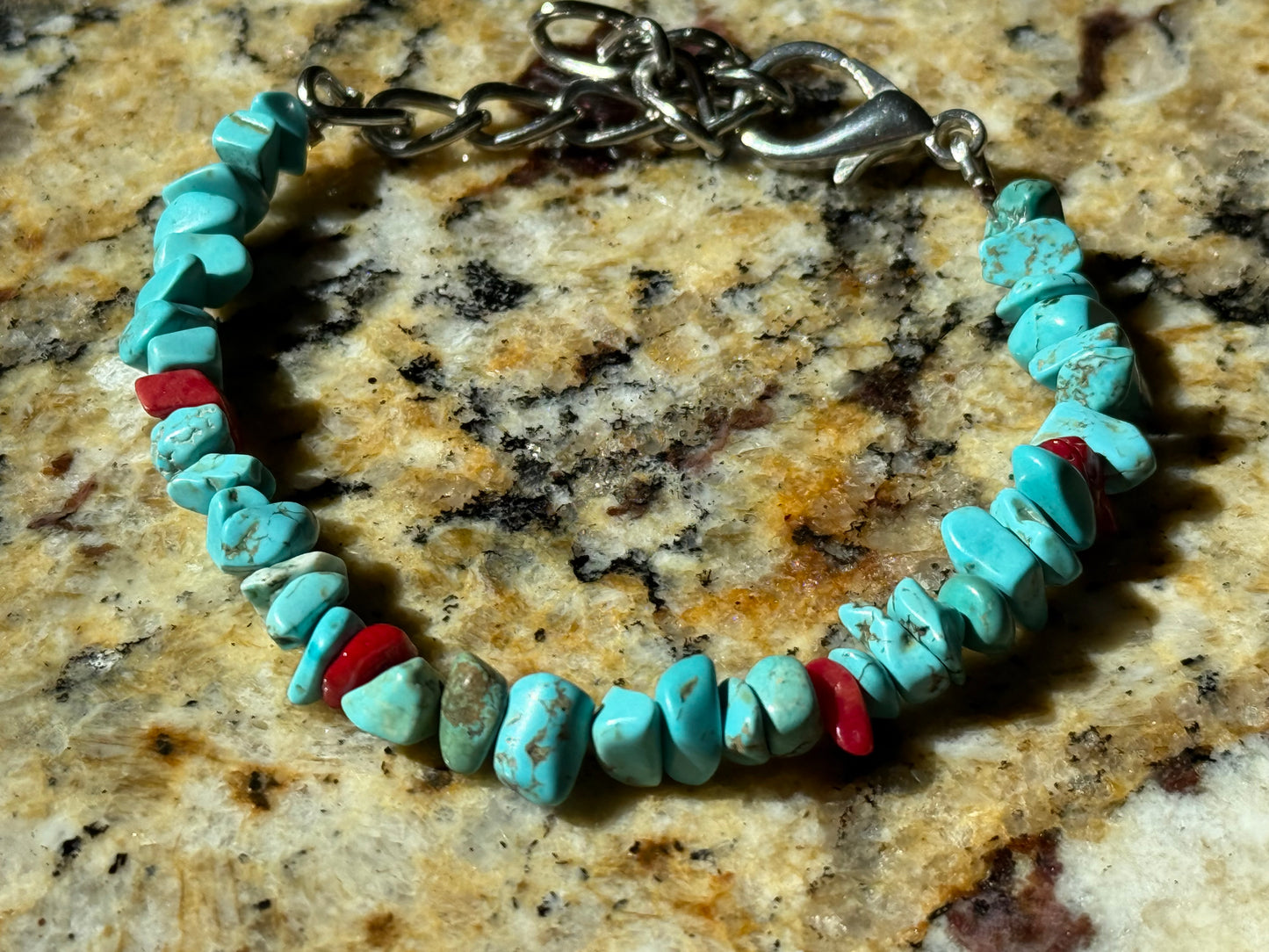 Turquoise & Coral Crystal Collar