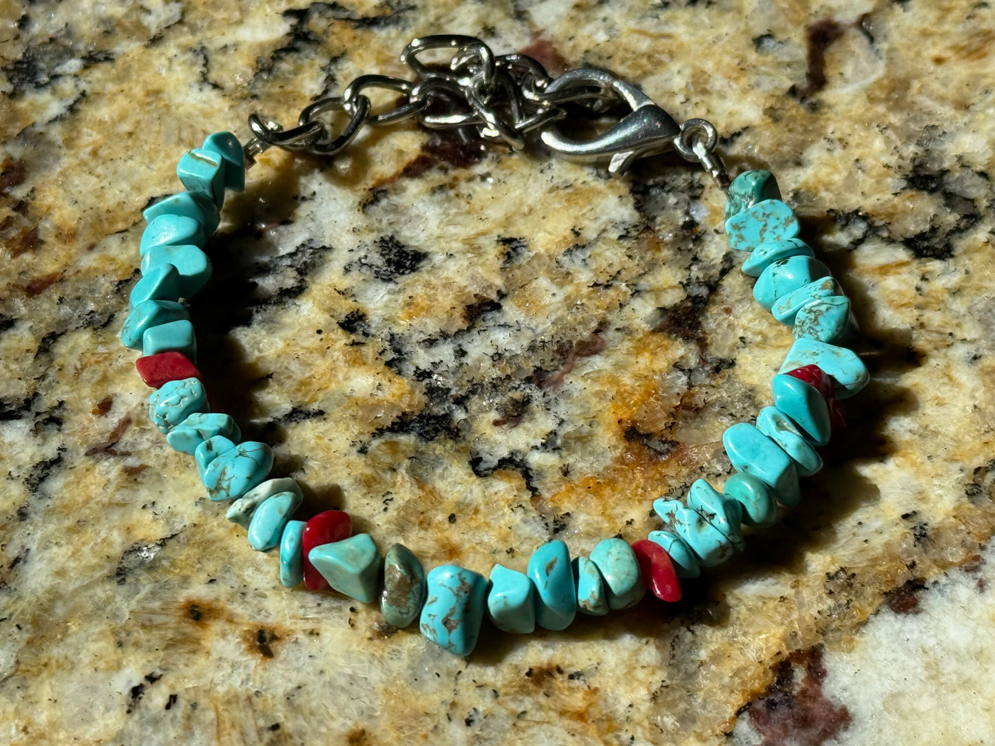 Turquoise & Coral Crystal Collar