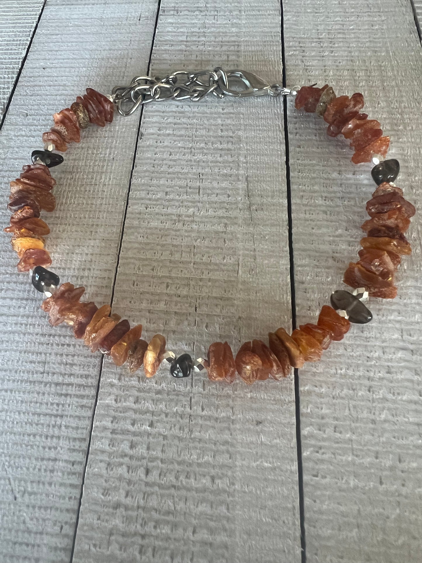 Raw Baltic Amber & Smoky Quartz Flea Tick Repellant Collar