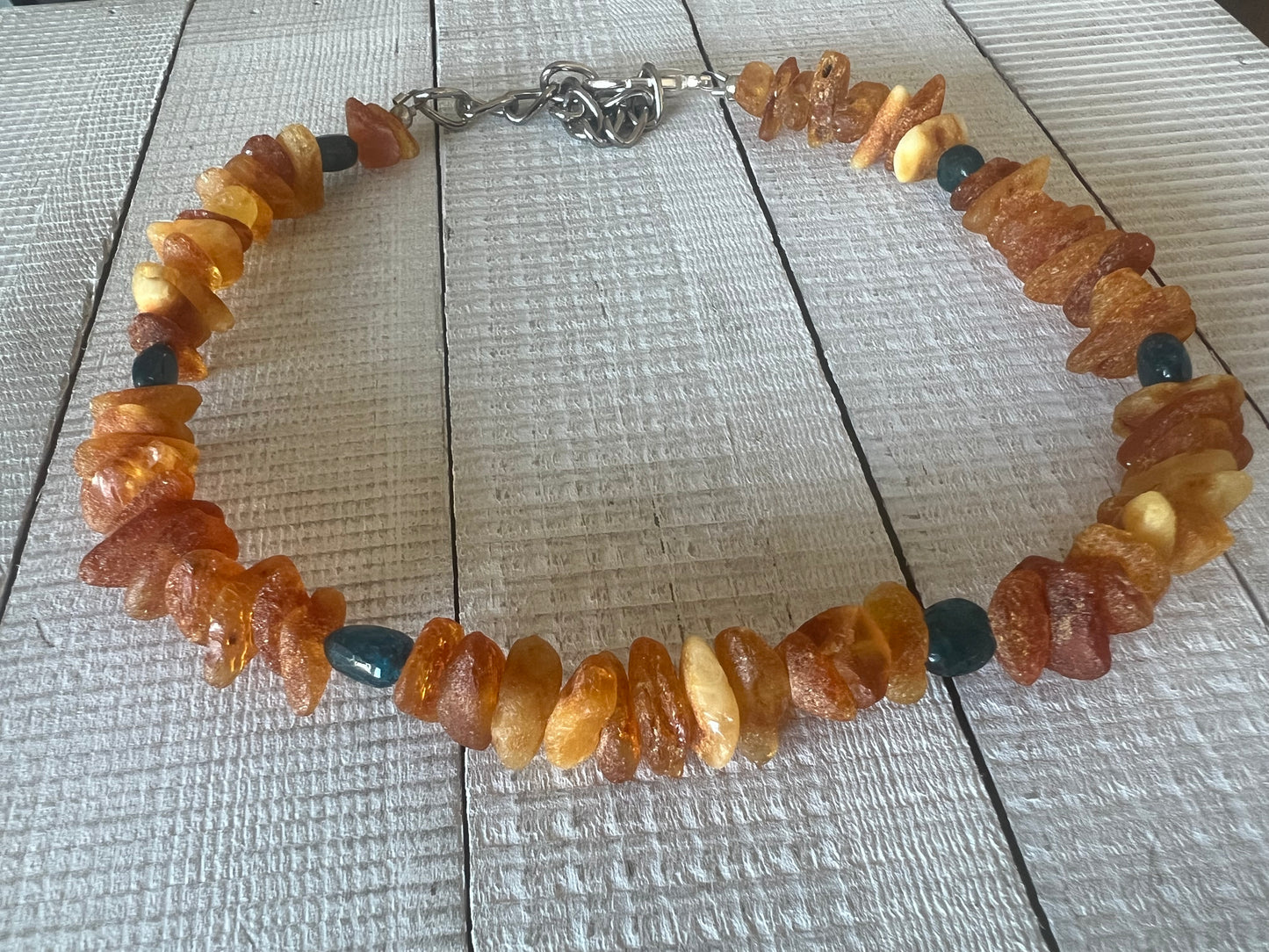 Raw Baltic Amber & Blue Apatite Collar "Inspiring"