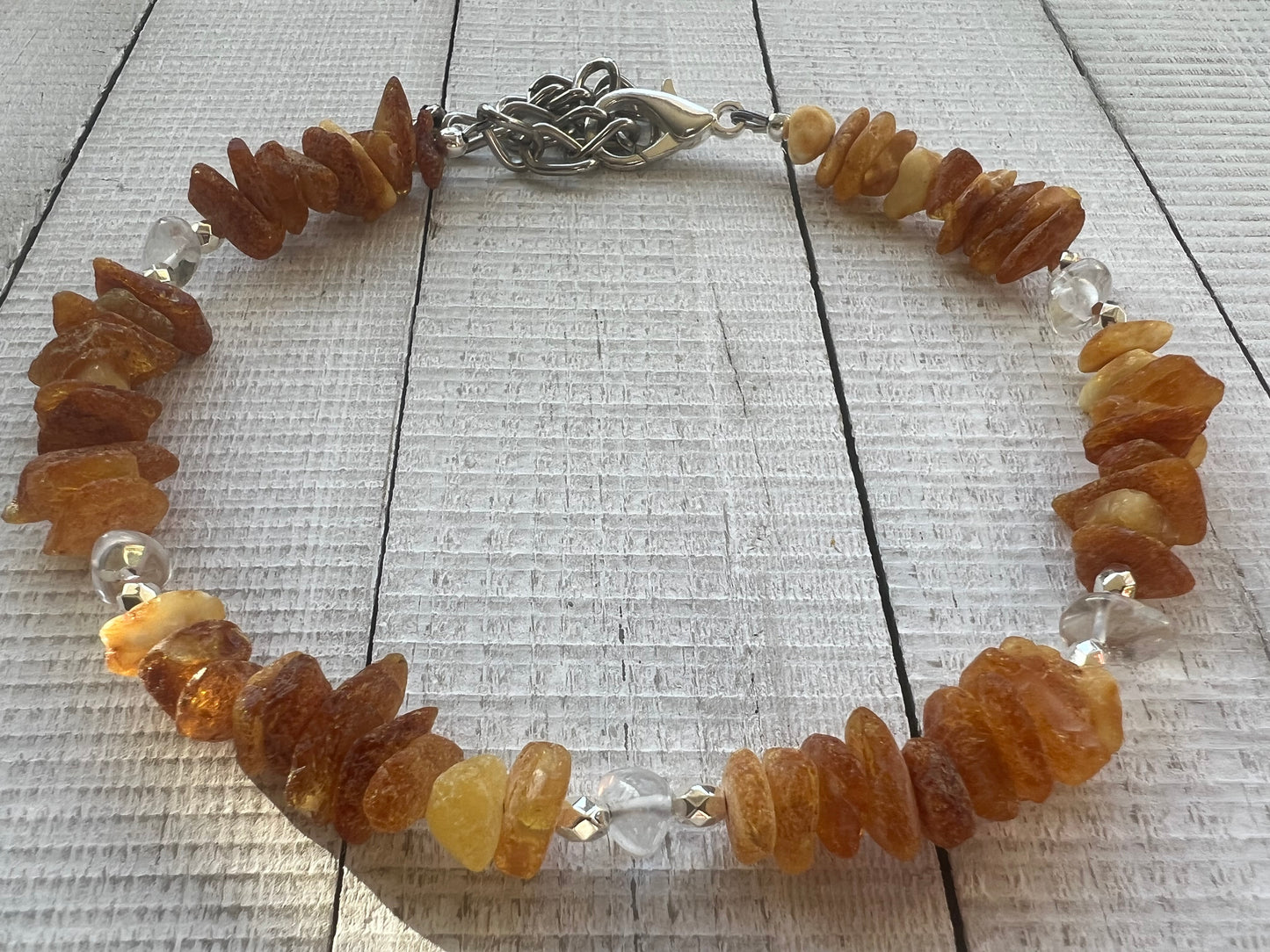 Raw Baltic Amber & Clear Quartz Flea and Tick Collar "Amplification"